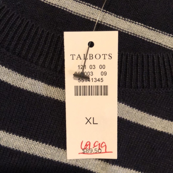 Talbots Blue Stripe LOVE STRIPE Crewneck Sweater - Picture 10 of 12